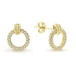 Sale LAGOS 18K Gold Circle Diamond Stud Earrings