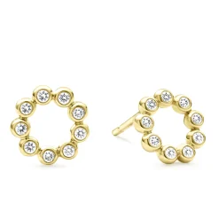 Clearance LAGOS 18K Gold Circle Diamond Stud Earrings