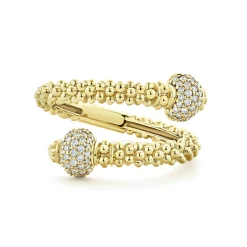 Hot LAGOS 18K Gold Diamond Ball Wrap Ring