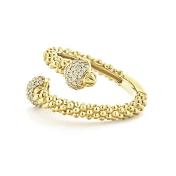Hot LAGOS 18K Gold Diamond Ball Wrap Ring
