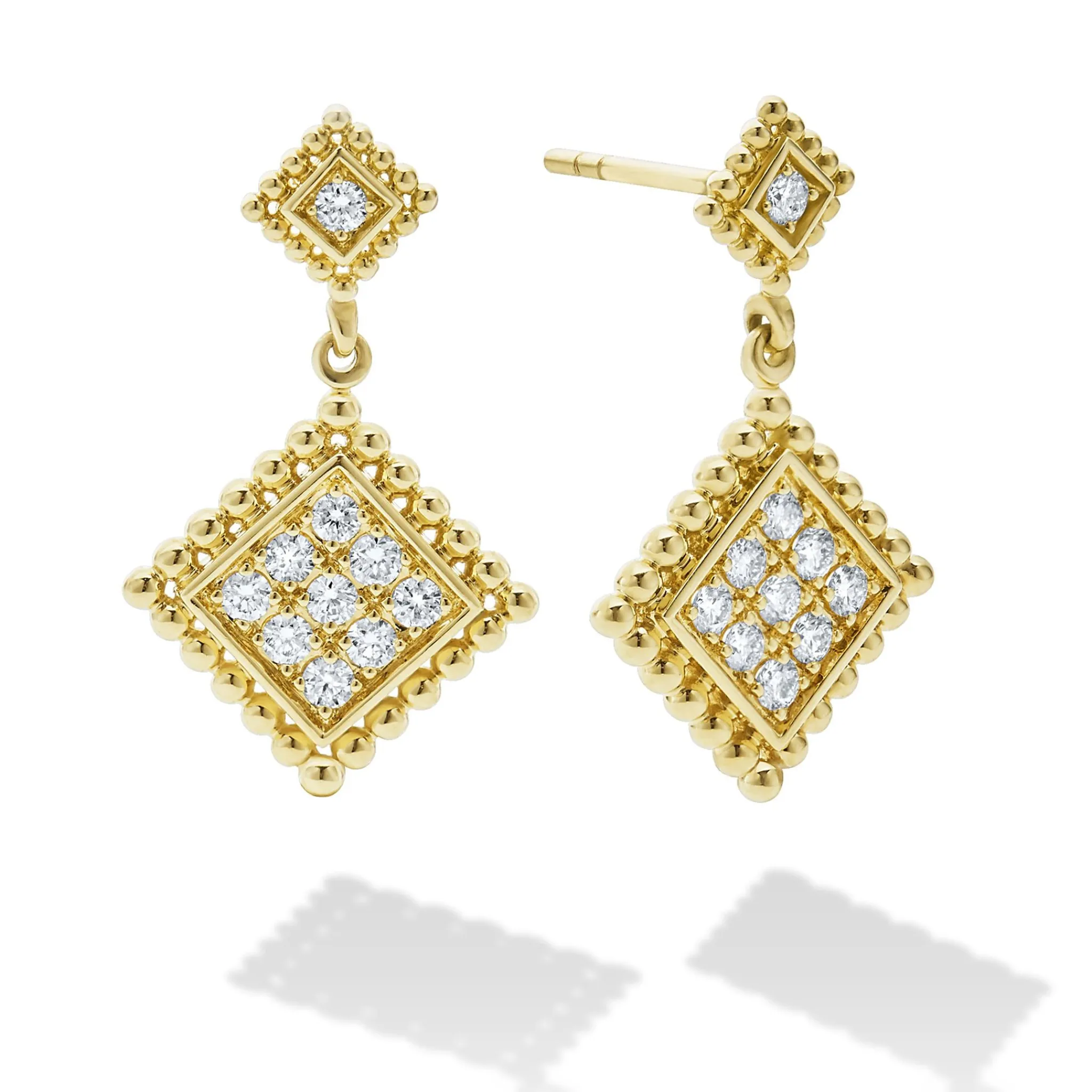 Hot LAGOS 18K Gold Diamond Drop Earrings