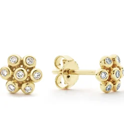 Clearance LAGOS 18K Gold Flower Diamond Stud Earrings