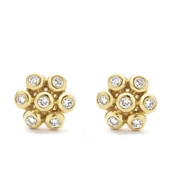 Clearance LAGOS 18K Gold Flower Diamond Stud Earrings