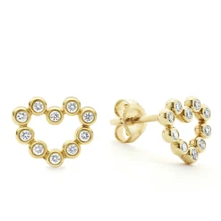 Flash Sale LAGOS 18K Gold Heart Diamond Stud Earrings