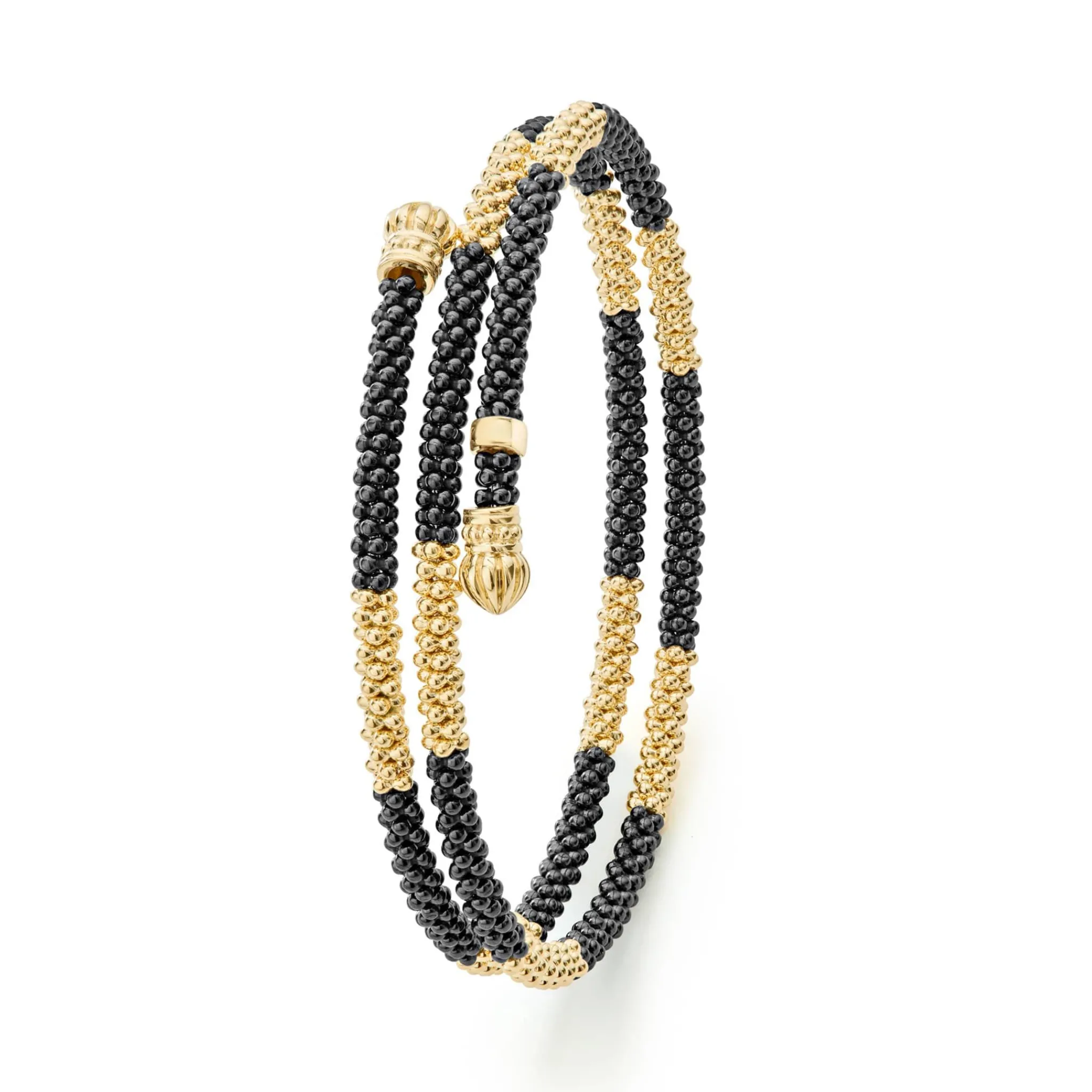 New LAGOS 18K Gold Large Station Ceramic Wrap Bracelet