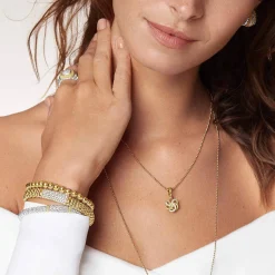 Hot LAGOS 18K Gold Love Knot Diamond Pendant Necklace