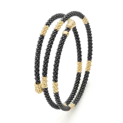 New LAGOS 18K Gold Small Station Ceramic Wrap Bracelet