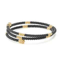 New LAGOS 18K Gold Small Station Ceramic Wrap Bracelet