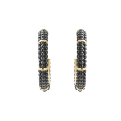 New LAGOS 18K Gold Station Ceramic Beaded Hoop Earrings