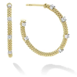 Flash Sale LAGOS 18K Gold Superfine Diamond Hoop Earrings