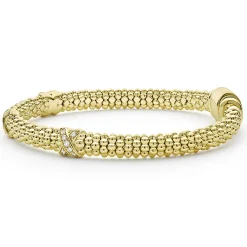 Flash Sale LAGOS 18K Gold Three Station X Diamond Caviar Bracelet | 6Mm