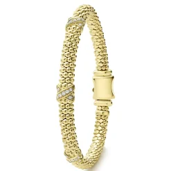 Flash Sale LAGOS 18K Gold Three Station X Diamond Caviar Bracelet | 6Mm