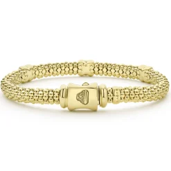 Flash Sale LAGOS 18K Gold Three Station X Diamond Caviar Bracelet | 6Mm