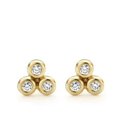 New LAGOS 18K Gold Triangle Diamond Stud Earrings