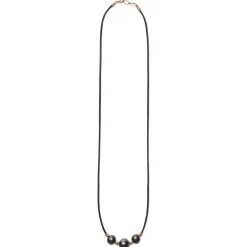 New LAGOS 18K Gold Triple Black Pearl Necklace
