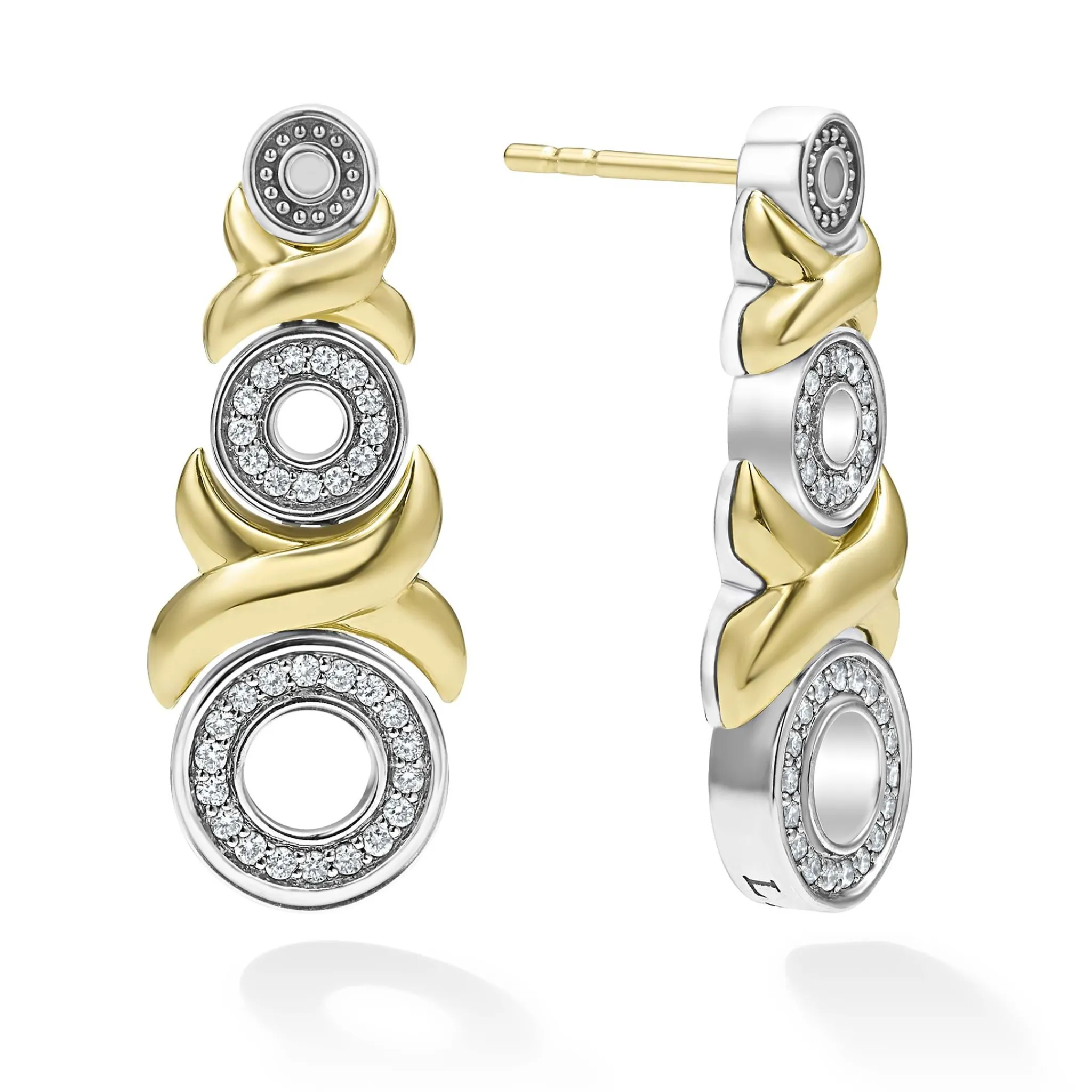 Cheap LAGOS 18K Gold Xo Diamond Drop Earrings