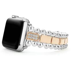 Store LAGOS 18K Rose Gold And Sterling Silver Single Diamond Watch Bracelet-38-45Mm