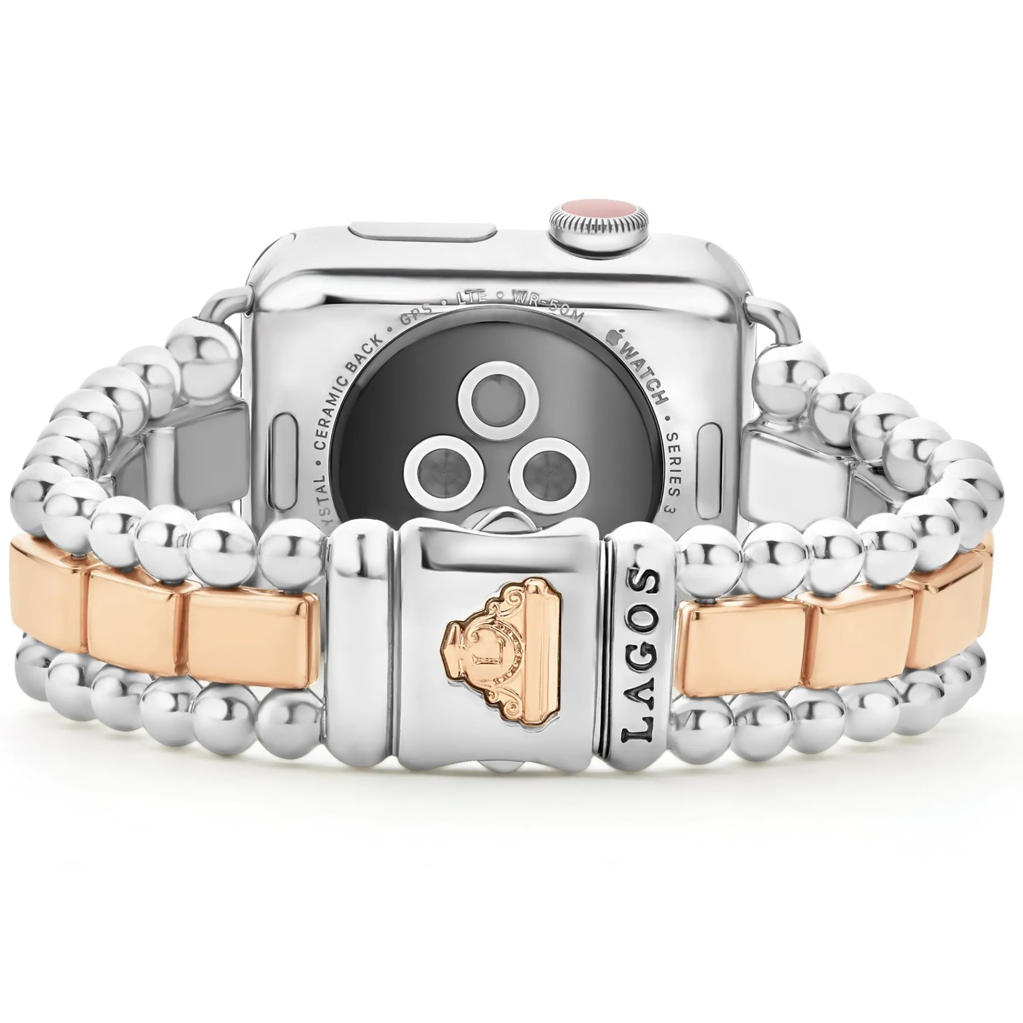 Store LAGOS 18K Rose Gold And Sterling Silver Single Diamond Watch Bracelet-38-45Mm