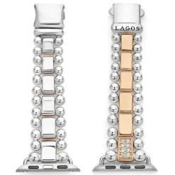 Store LAGOS 18K Rose Gold And Sterling Silver Single Diamond Watch Bracelet-38-45Mm