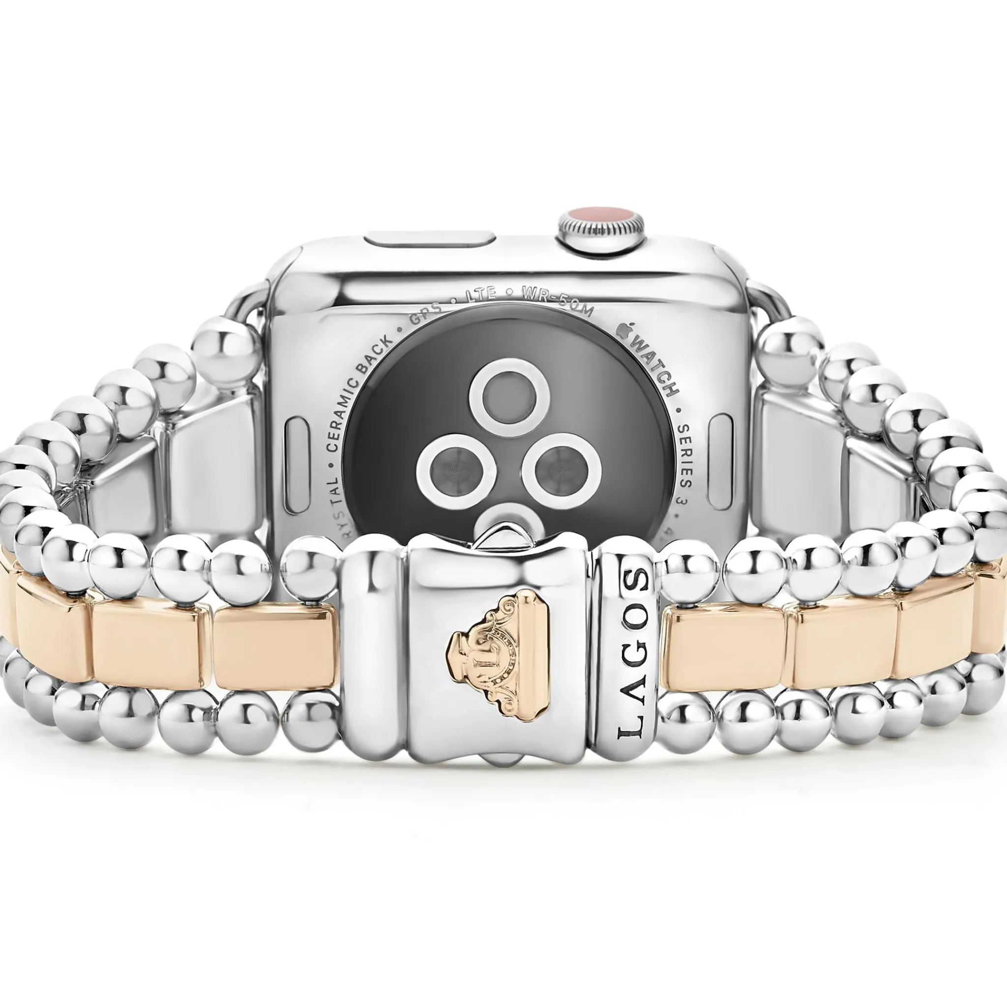 Hot LAGOS 18K Rose Gold And Sterling Silver Single Diamond Watch Bracelet-42-49Mm