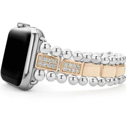 Hot LAGOS 18K Rose Gold And Sterling Silver Half Diamond Watch Bracelet-38-45Mm