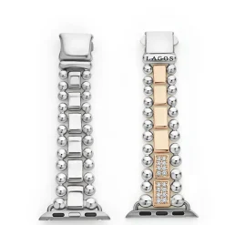 Hot LAGOS 18K Rose Gold And Sterling Silver Half Diamond Watch Bracelet-38-45Mm
