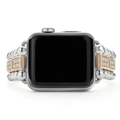 Hot LAGOS 18K Rose Gold And Sterling Silver Half Diamond Watch Bracelet-38-45Mm