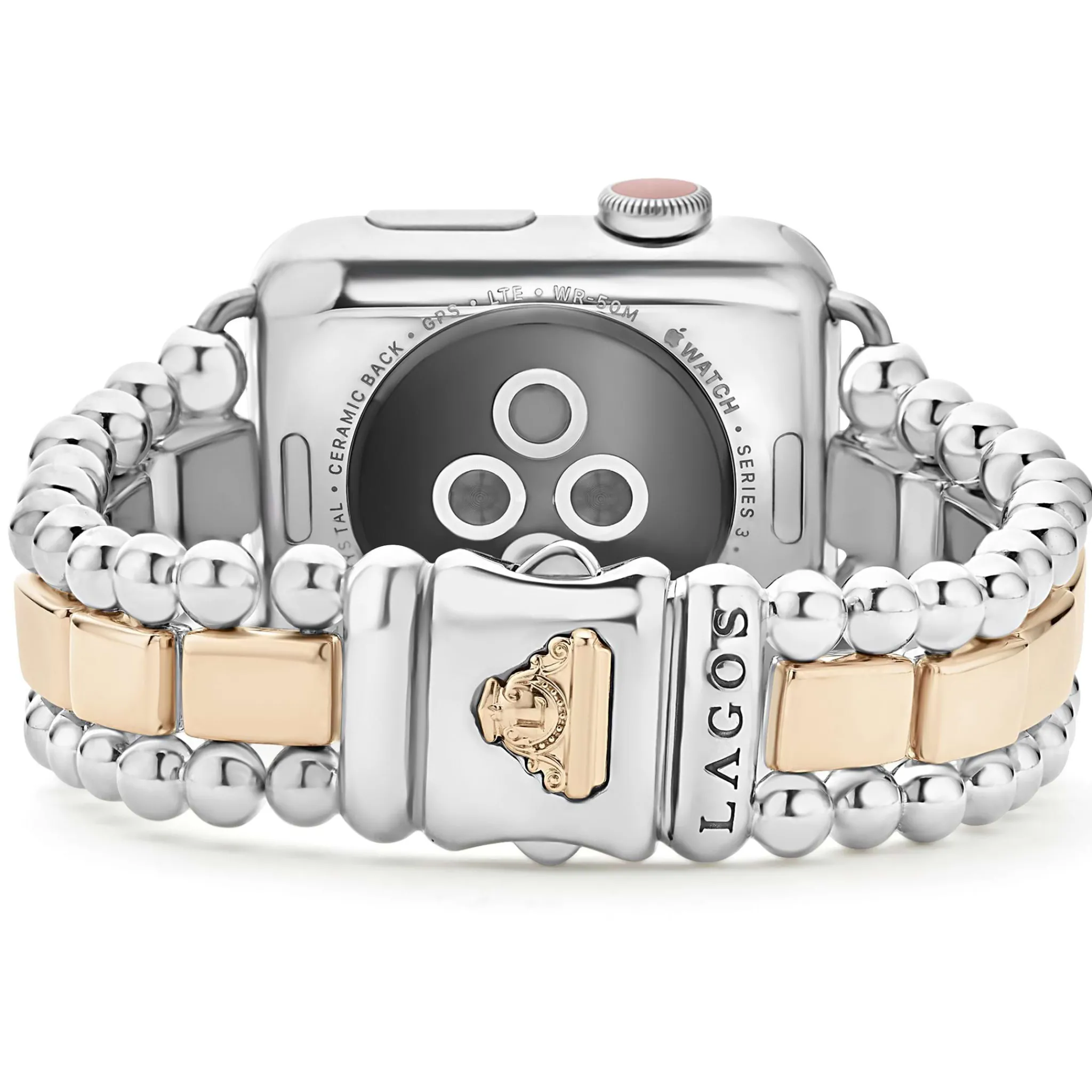 Hot LAGOS 18K Rose Gold And Sterling Silver Half Diamond Watch Bracelet-38-45Mm