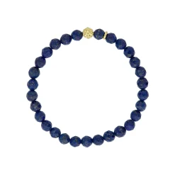 Fashion LAGOS Lapis Gold Station Bead Bracelet