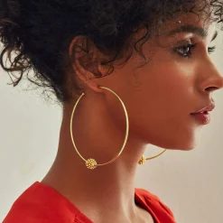 Outlet LAGOS Large 18K Gold Caviar Ball Hoop Earrings