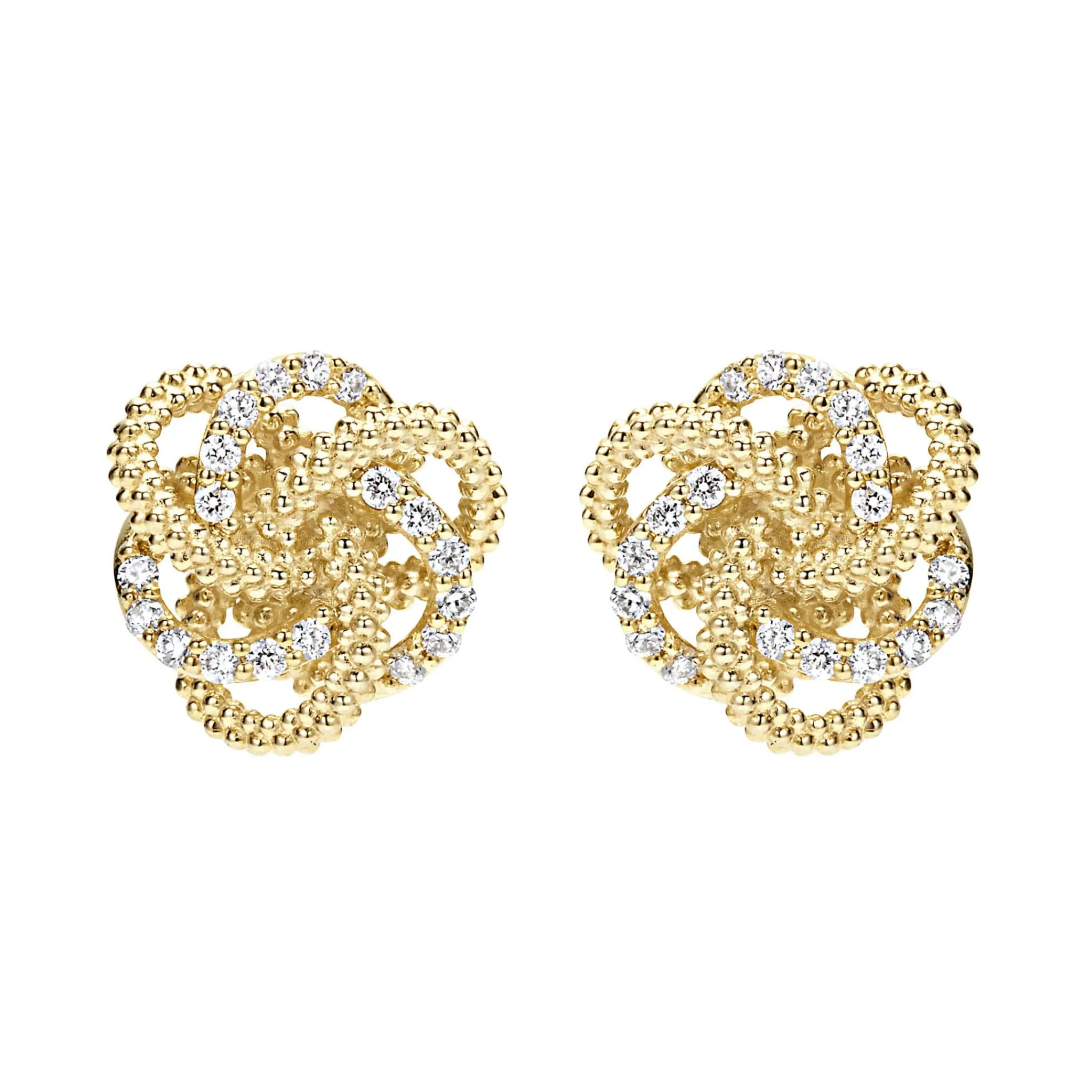 Cheap LAGOS Large 18K Gold Love Knot Diamond Earrings