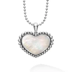 New LAGOS Large Mother Of Pearl Heart Pendant Necklace