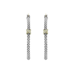 New LAGOS Large X Diamond Caviar Hoop Earrings