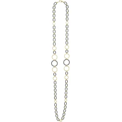 Clearance LAGOS Long 18K Gold And Black Ceramic Link Necklace