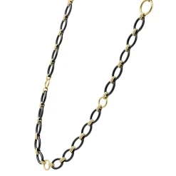 Clearance LAGOS Long 18K Gold And Black Ceramic Link Necklace