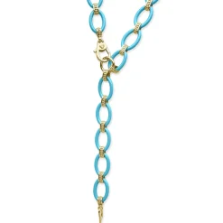 Cheap LAGOS Long 18K Gold And Blue Ceramic Link Necklace