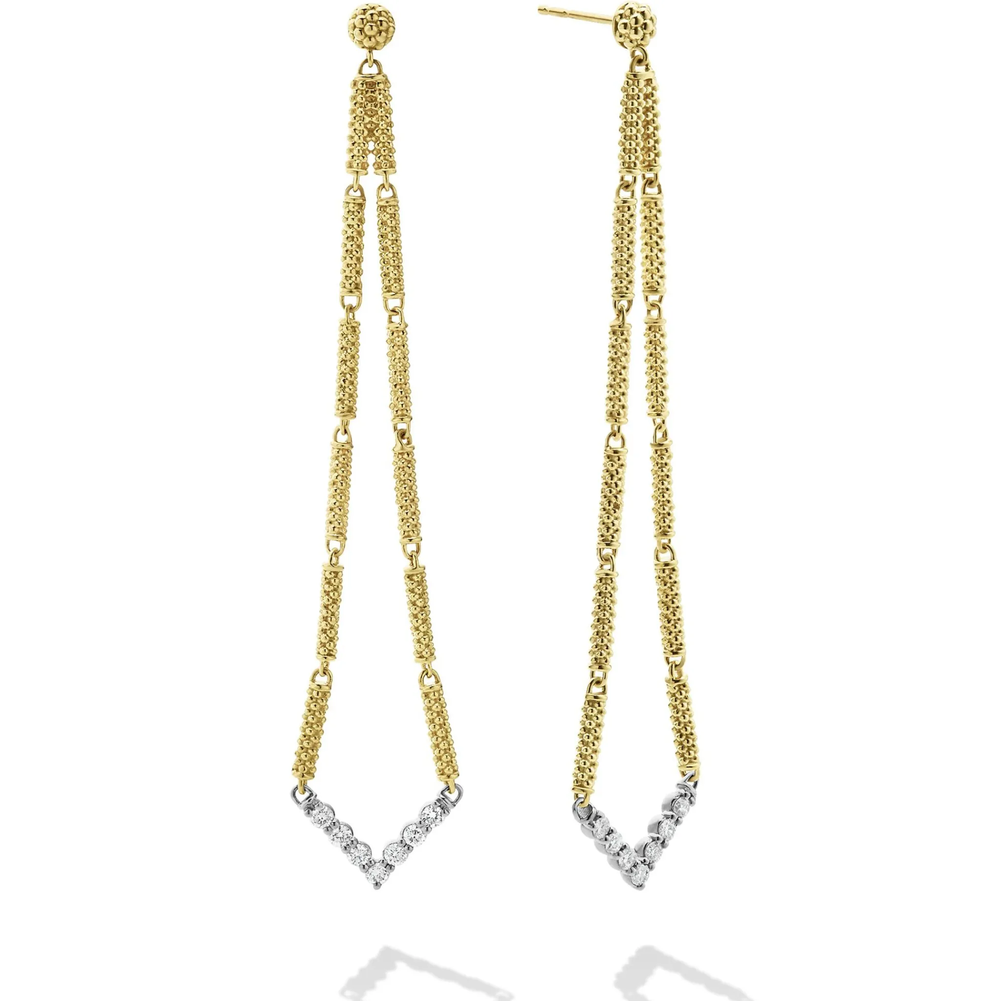 Shop LAGOS Long Superfine Diamond Drop Earrings