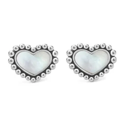 Fashion LAGOS Mother Of Pearl Heart Stud Earrings