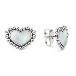 Fashion LAGOS Mother Of Pearl Heart Stud Earrings