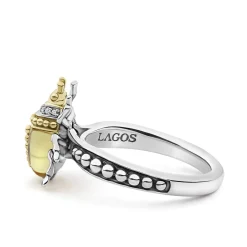 Clearance LAGOS Olive Quartz Beetle Diamond Ring
