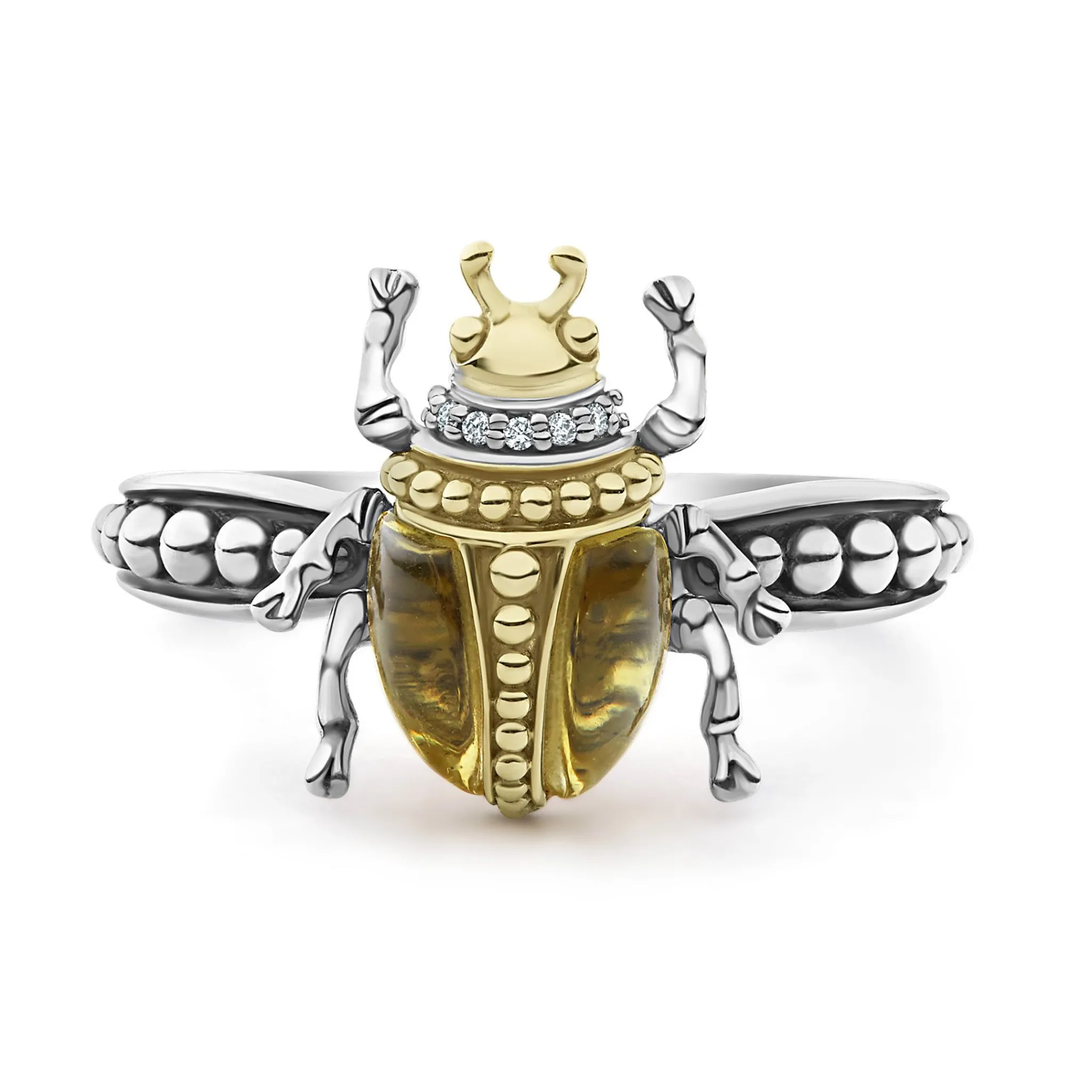 Online LAGOS Olive Quartz Beetle Diamond Ring