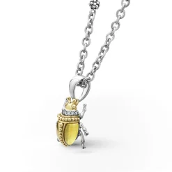 Store LAGOS Olive Quartz Diamond Beetle Pendant Necklace