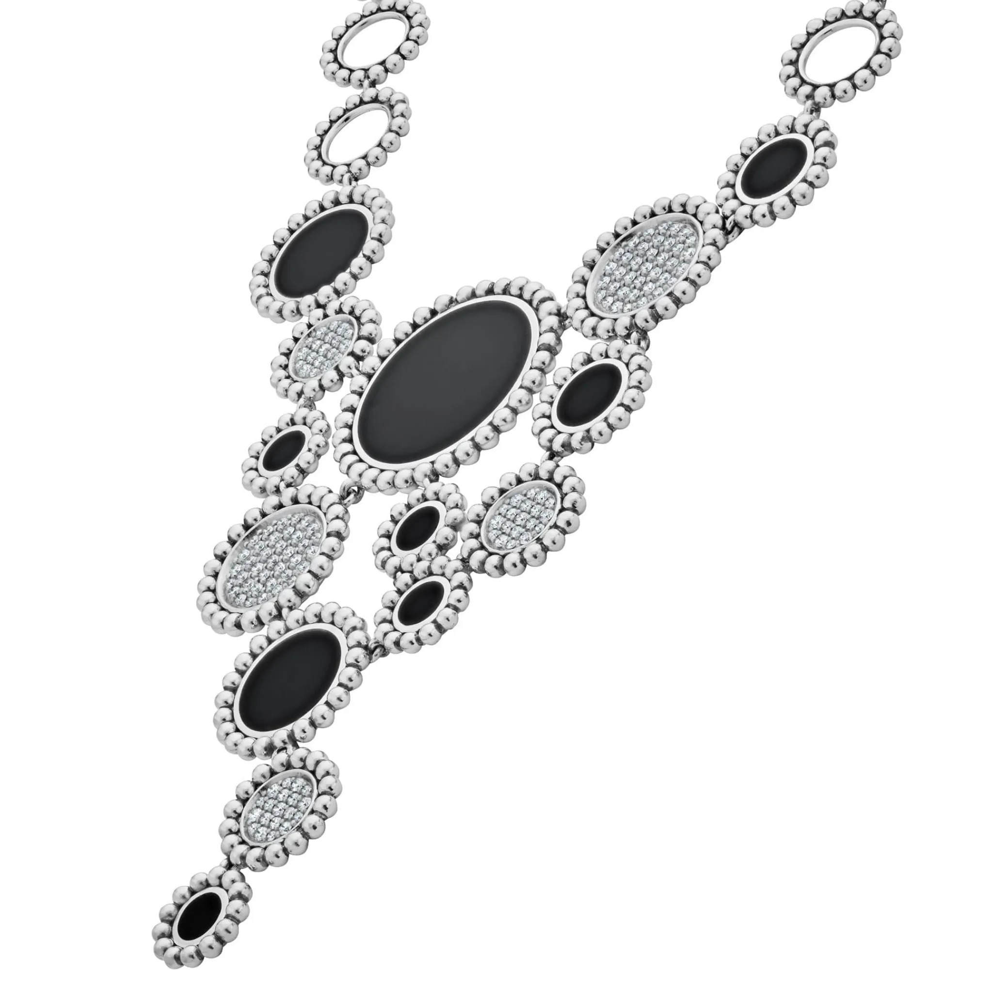 Store LAGOS Onyx And Diamond Statement Bib Necklace
