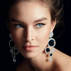 Fashion LAGOS Onyx And Diamond Statement Earrings