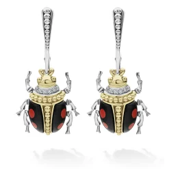 Discount LAGOS Onyx Beetle Diamond Drop Earrings