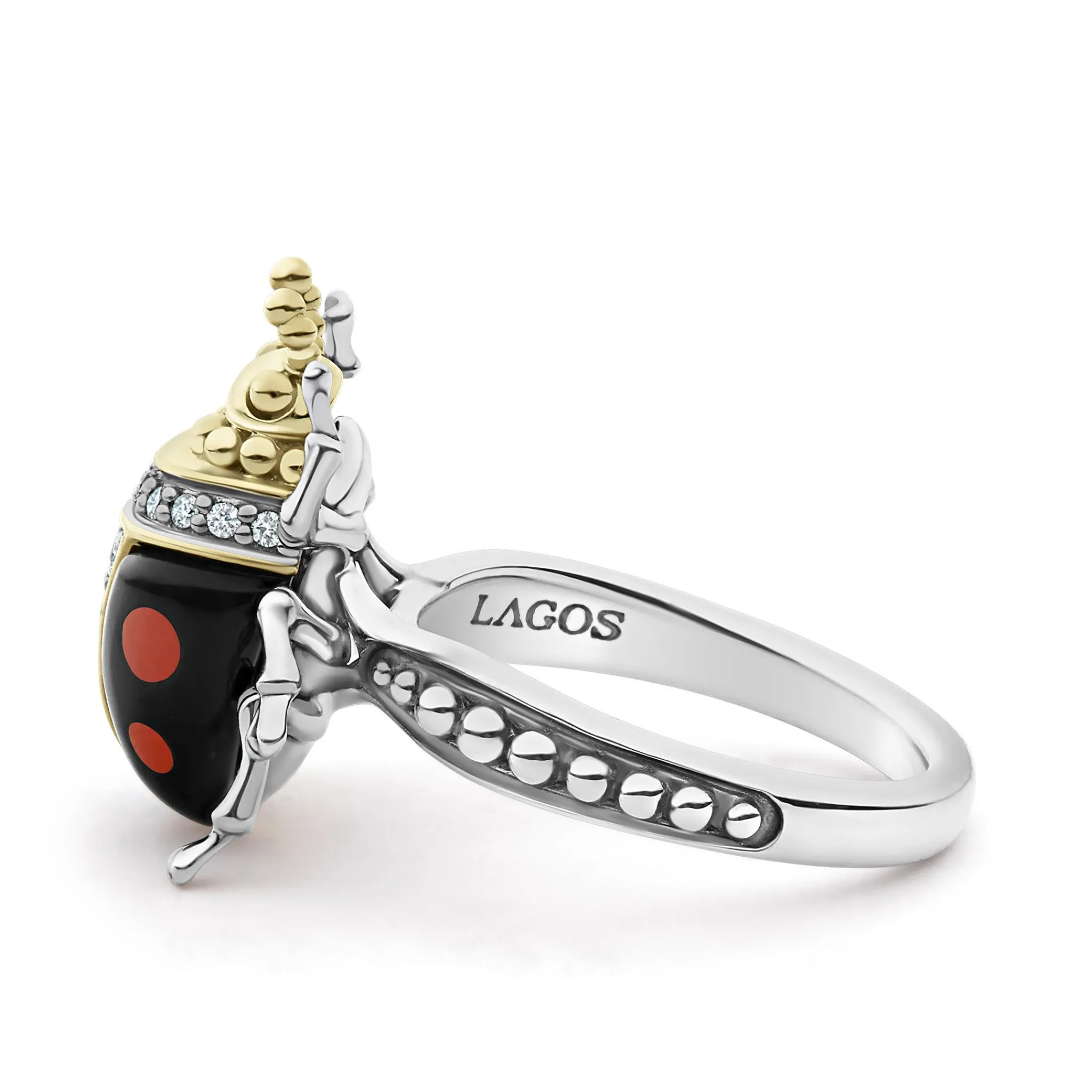 New LAGOS Onyx Beetle Diamond Ring