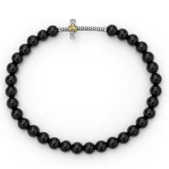 Fashion LAGOS Onyx Cross Beaded Stretch Bracelet