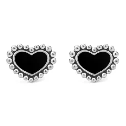 Shop LAGOS Onyx Heart Stud Earrings