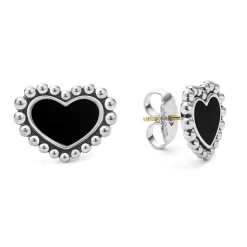 Shop LAGOS Onyx Heart Stud Earrings