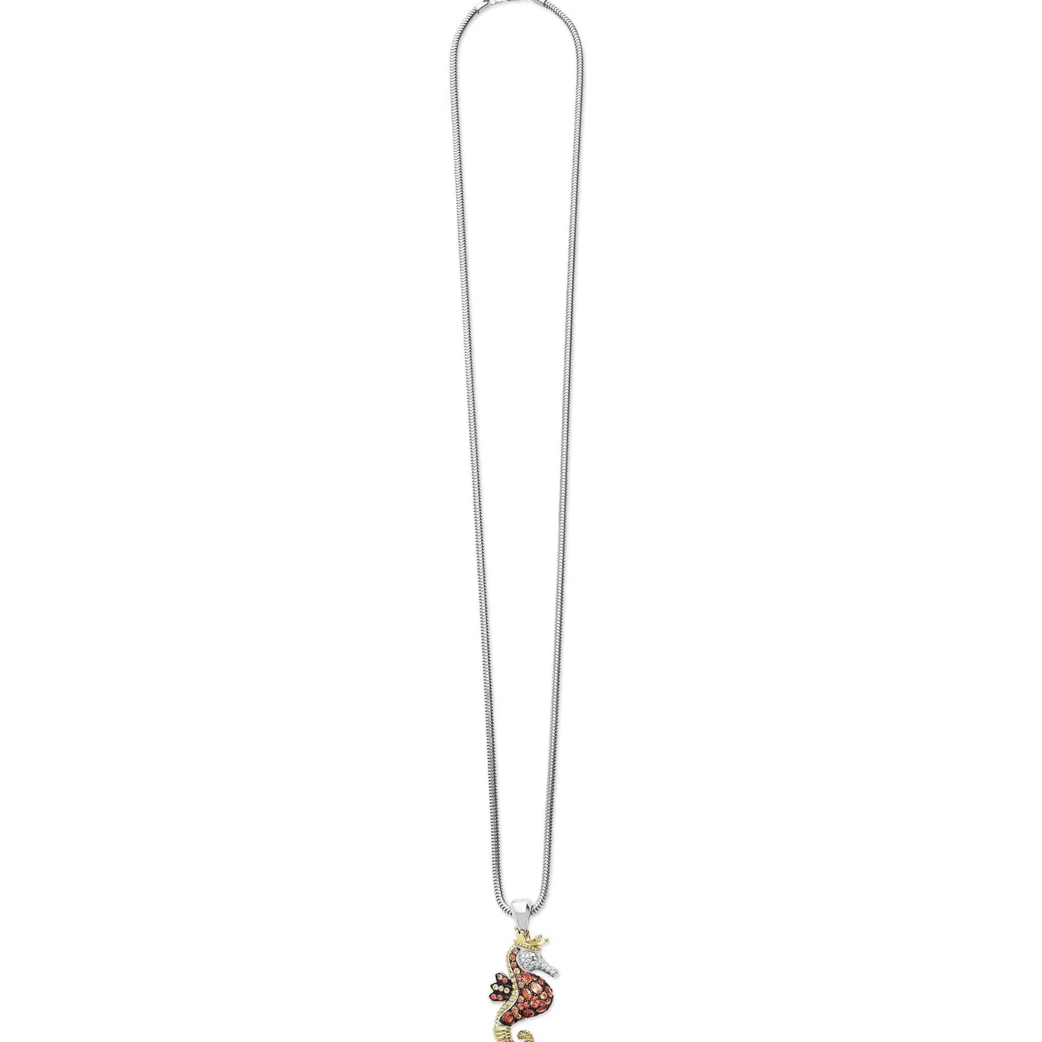 Cheap LAGOS Orange Sapphire And Diamond Seahorse Pendant Necklace